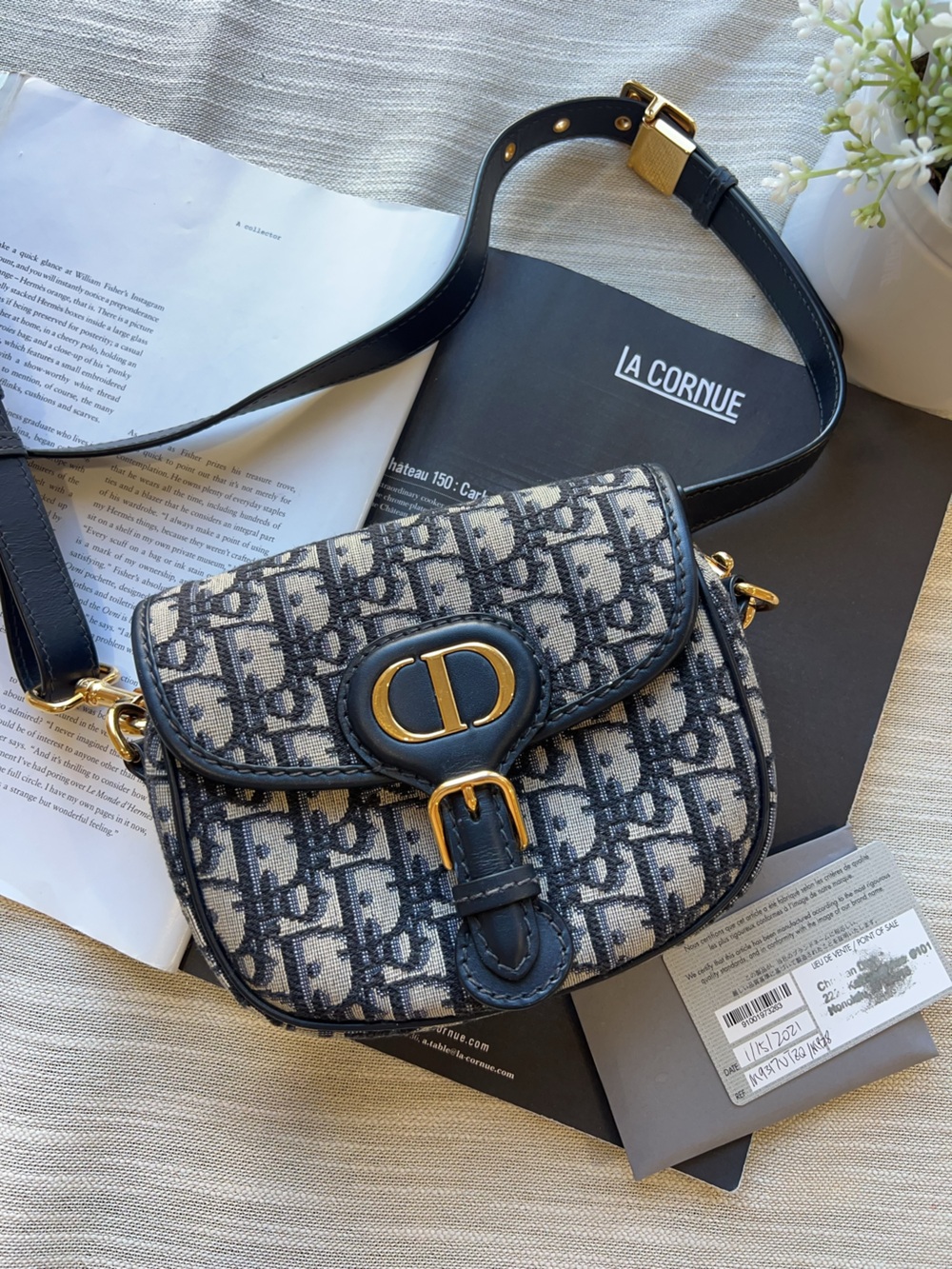 Christian Dior Blue Oblique Jacquard Small Bobby Bag